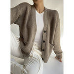 ALPACA RIBBED CARDIGAN W SHOULDER PADS